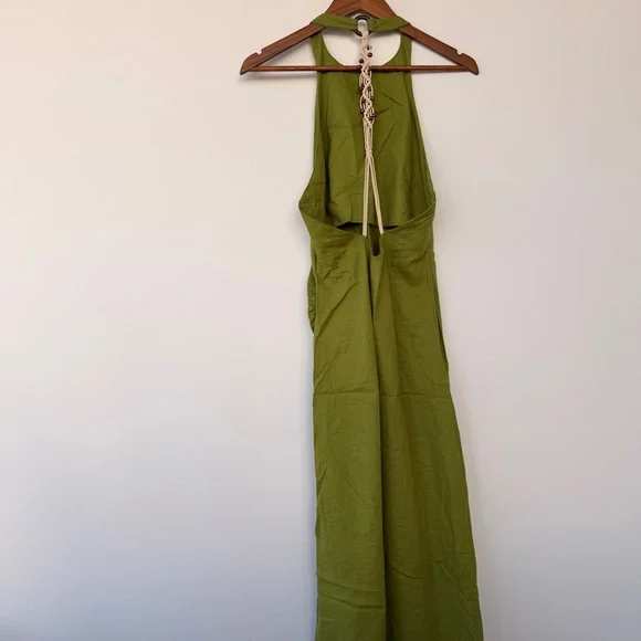Zara Olive Green Halter Maxi Dress - Picture 3 of 3